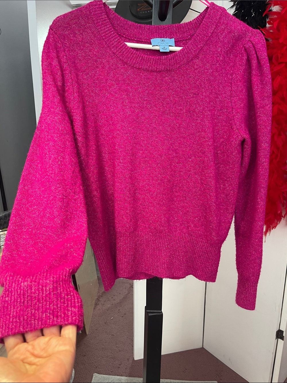 CeCe magenta crew neck acrylic/poly blend sweater - size M